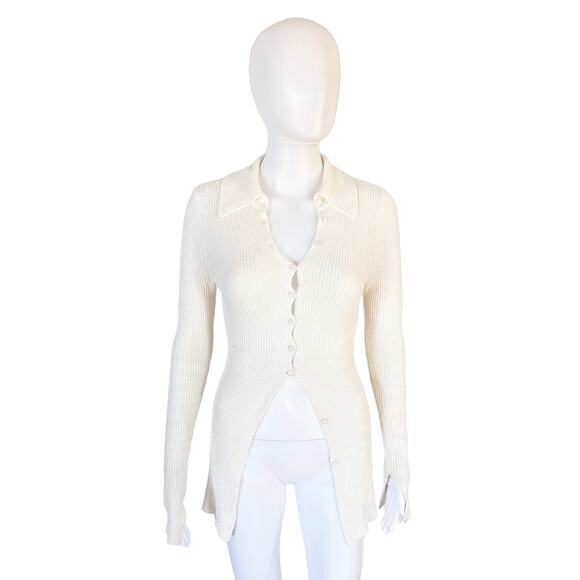 SWAYING SWAYING/KNIT IVORY CHENILLE CARDIGAN - Picture 1 of 9